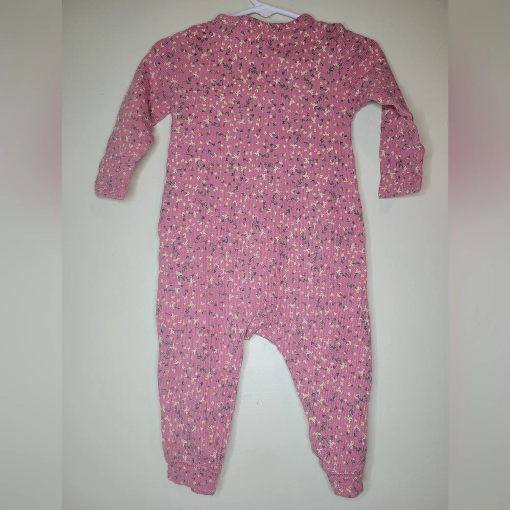 old navy pink floral toddler jumpsuit, sz 12 - 18 months